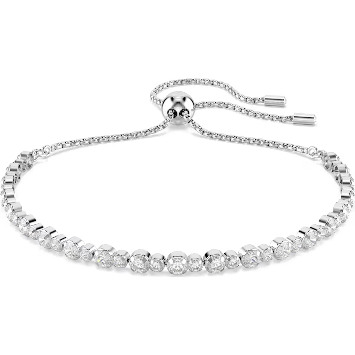 SWAROVSKI MATRIX TENNIS BRACELET MIXED ROUND CUTS, WHITE, RHODIUM PLATED