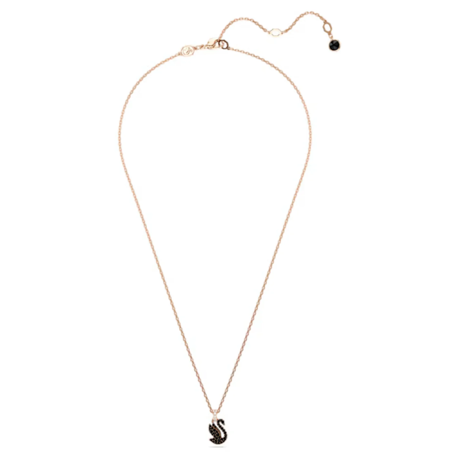 SWAROVSKI SWAN PENDANT SWAN, SMALL, BLACK, ROSE GOLD-TONE PLATED - Image 2