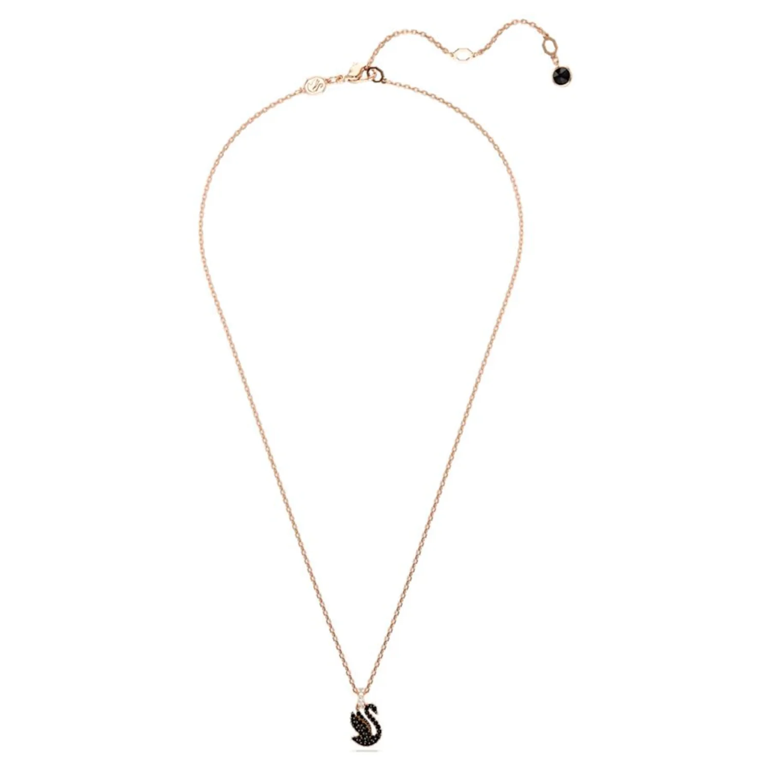 SWAROVSKI SWAN PENDANT SWAN, SMALL, BLACK, ROSE GOLD-TONE PLATED - Image 2