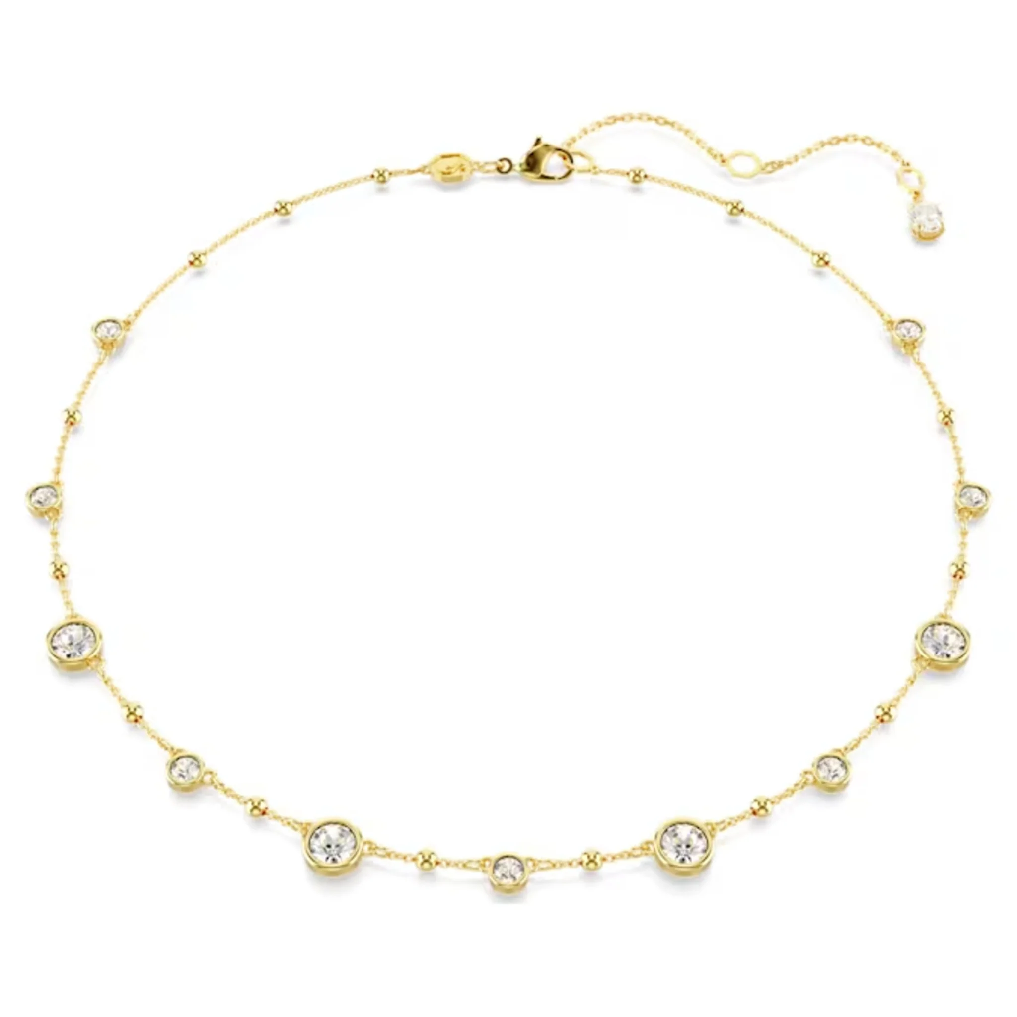 SWAROVSKI IMBER NECKLACE ROUND CUT, SCATTERED DESIGN, WHITE, GOLD-TONE PLATED - Image 2