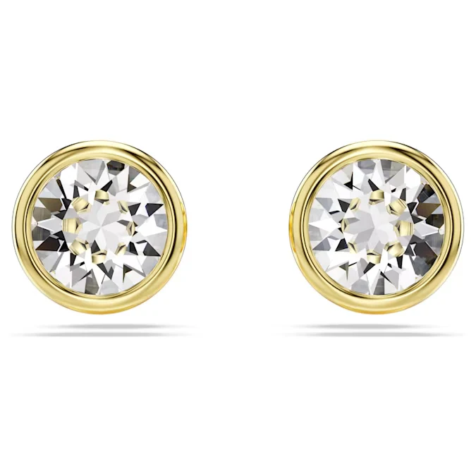 SWAROVSKI IMBER STUD EARRINGS ROUND CUT, WHITE, GOLD-TONE PLATED