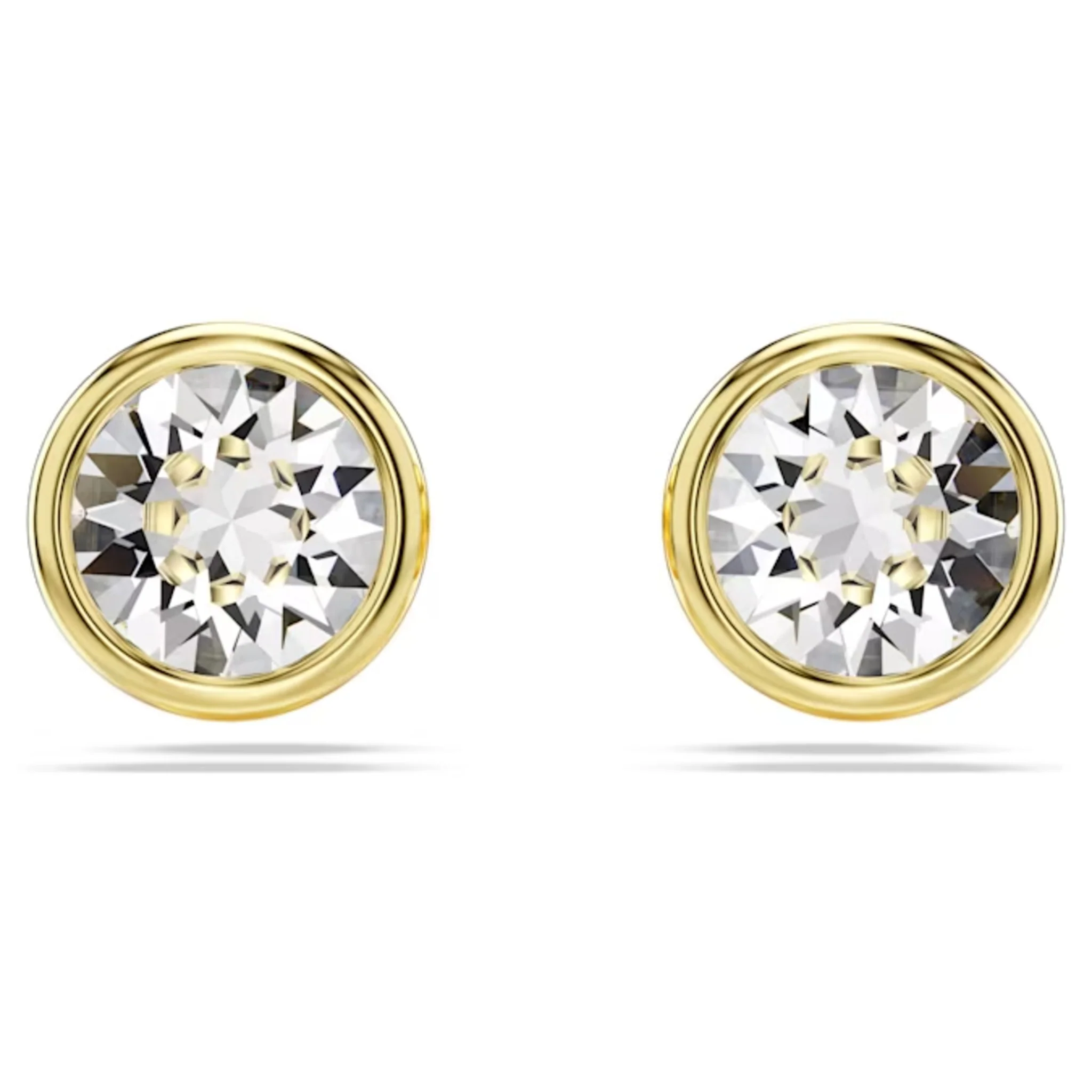 SWAROVSKI IMBER STUD EARRINGS ROUND CUT, WHITE, GOLD-TONE PLATED - Image 2