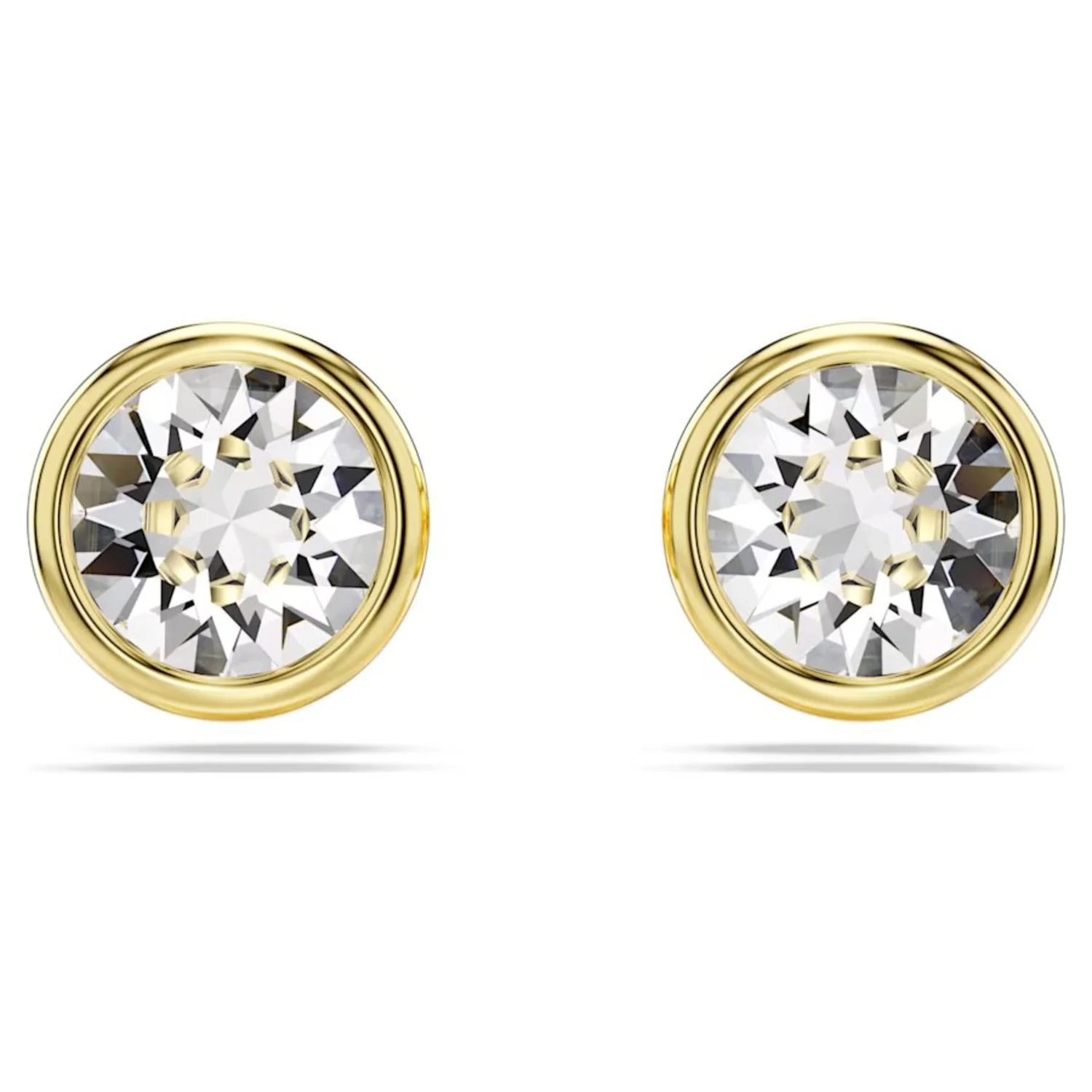 SWAROVSKI IMBER STUD EARRINGS ROUND CUT, WHITE, GOLD-TONE PLATED - Image 2