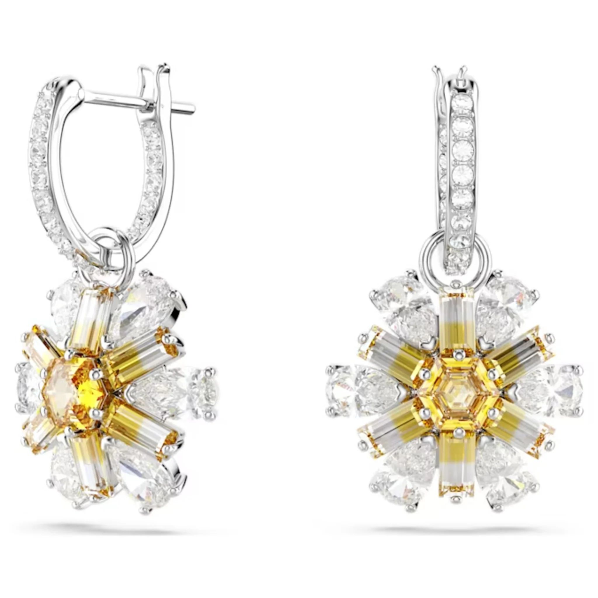 SWAROVSKI IDYLLIA DROP EARRINGS FLOWER, YELLOW, RHODIUM PLATED - Image 2