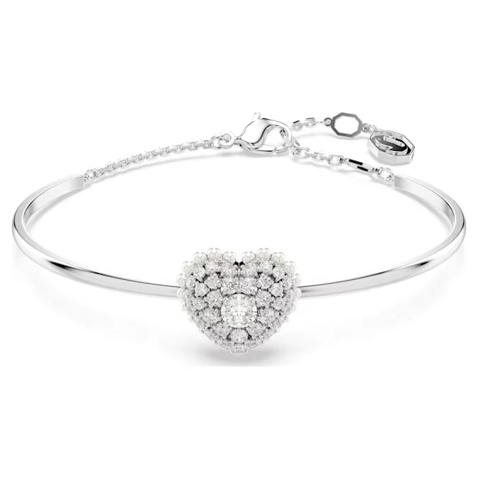 SWAROVSKI HYPERBOLA BANGLE HEART, WHITE, RHODIUM PLATED