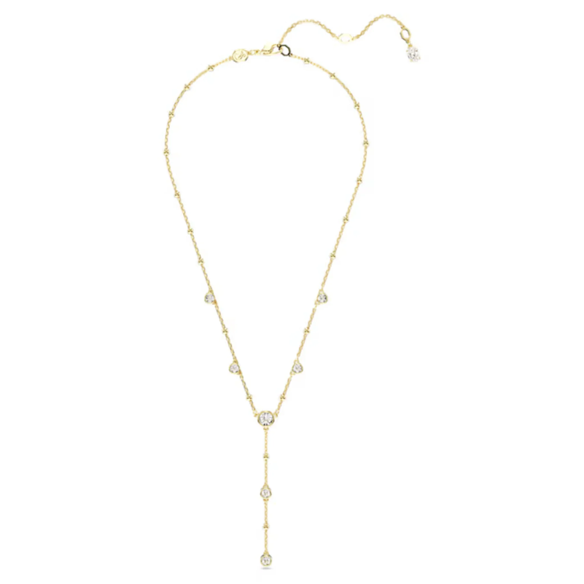 SWAROVSKI IMBER Y NECKLACE ROUND CUT, SCATTERED DESIGN, WHITE, GOLD-TONE PLATED - Image 2