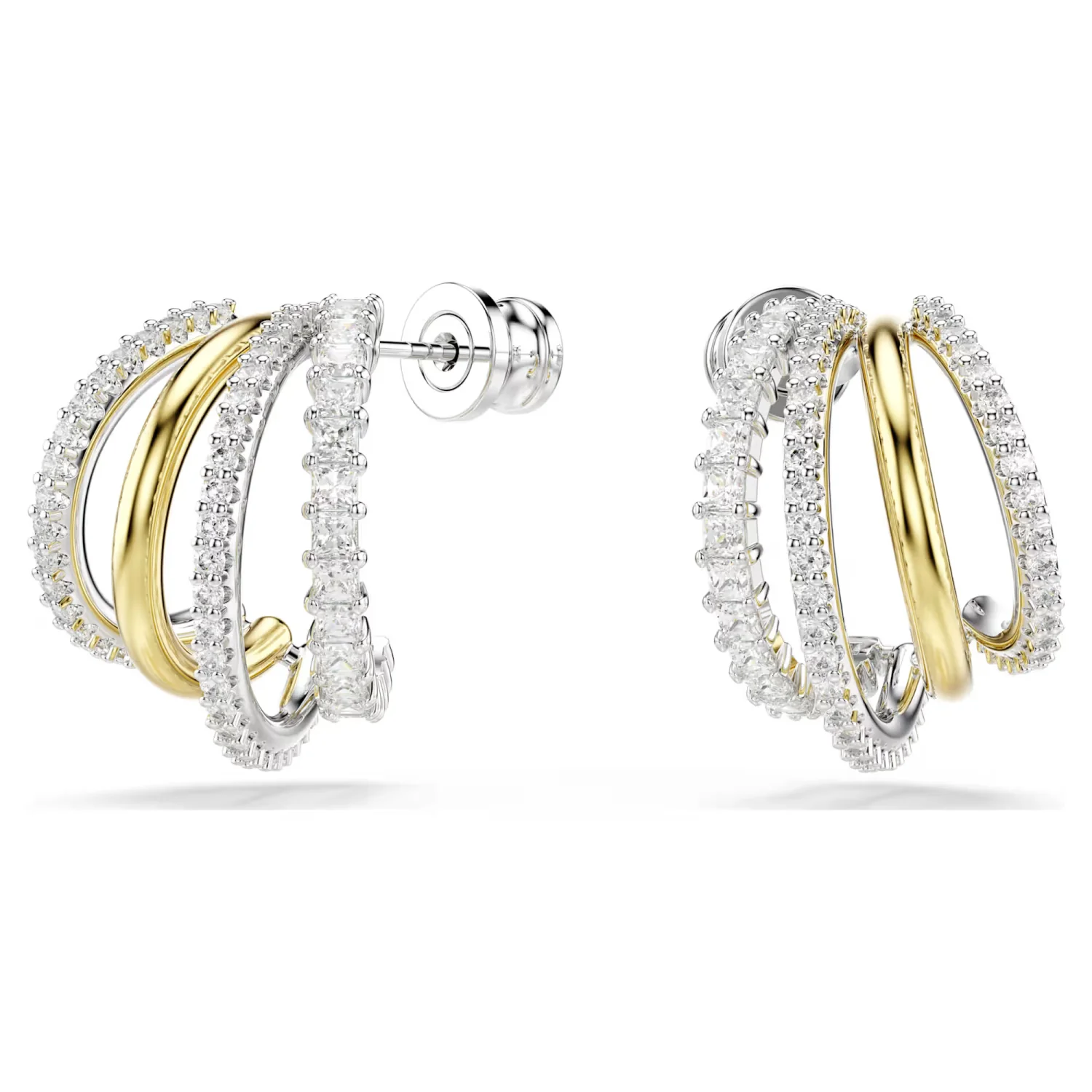 SWAROVSKI HYPERBOLA HOOP EARRINGS, MIXED CUTS, MINI, WHITE, MIXED METAL FINISH - Image 2