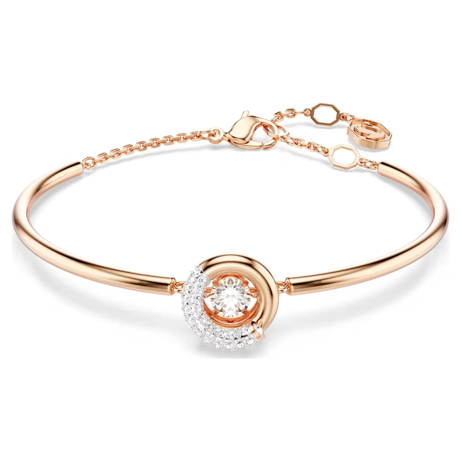 SWAROVSKI DEXTERA BANGLE, ROUND CUT, WHITE, ROSE GOLD-TONE PLATED - Image 2