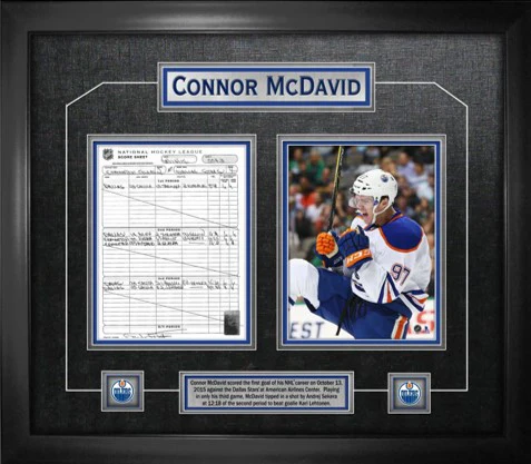 FRAMEWORTH CONNOR MCDAVID FRAMED FIRST GOAL SCORESHEET COLLAGE