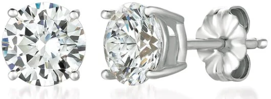CRISLU SOLITAIRE BRILLIANT STUD EARRINGS FINISHED IN PURE PLATINUM