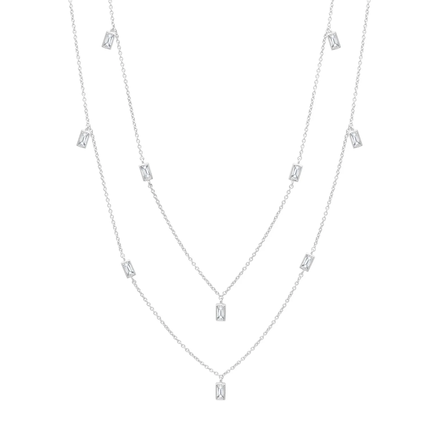 CRISLU PRISM BAGUETTE 36 INCHES NECKLACE FINISHED IN PURE PLATINUM - Image 2