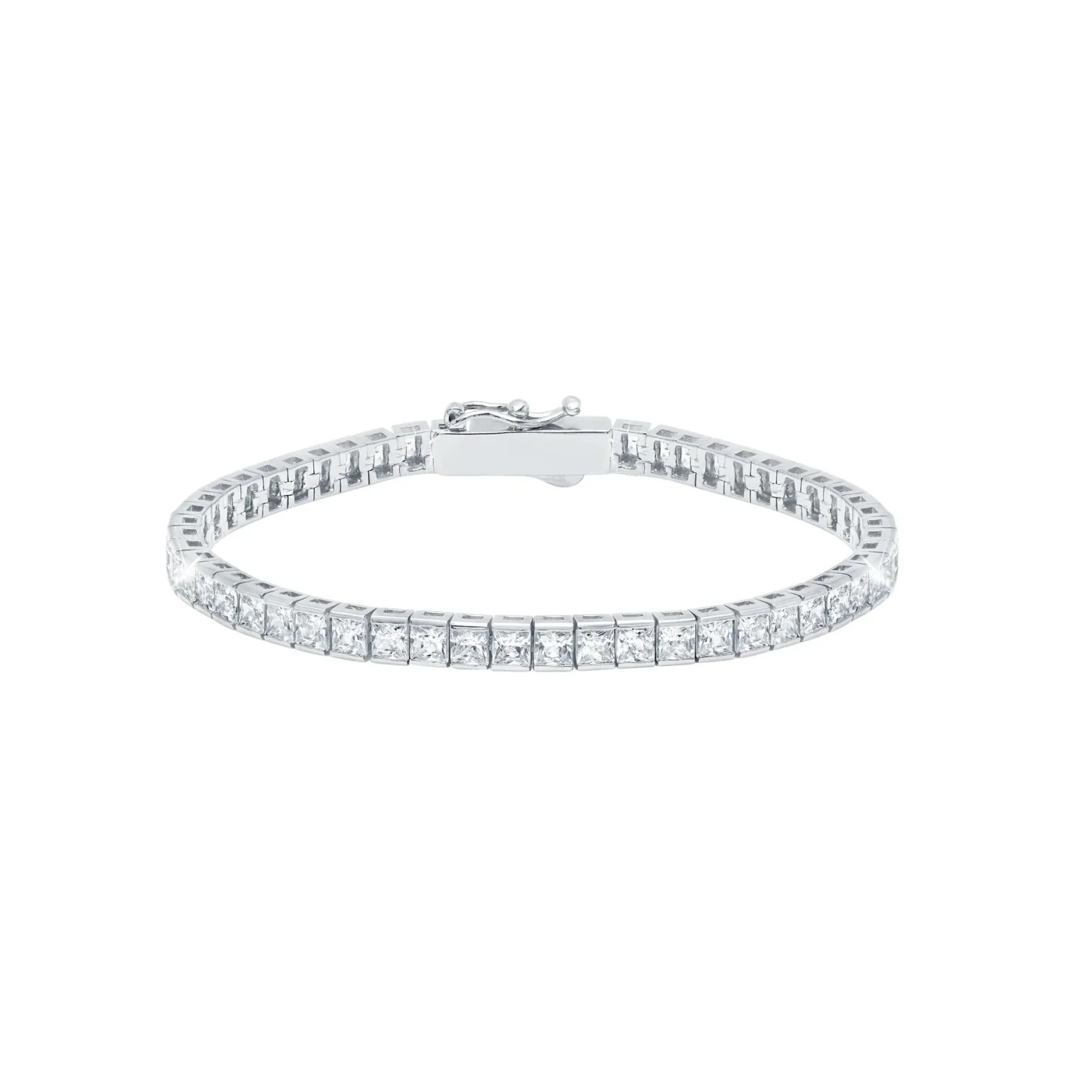CRISLU CLASSIC MEDIUM PRINCESS TENNIS BRACELET FINISHED IN PURE PLATINUM - Image 2