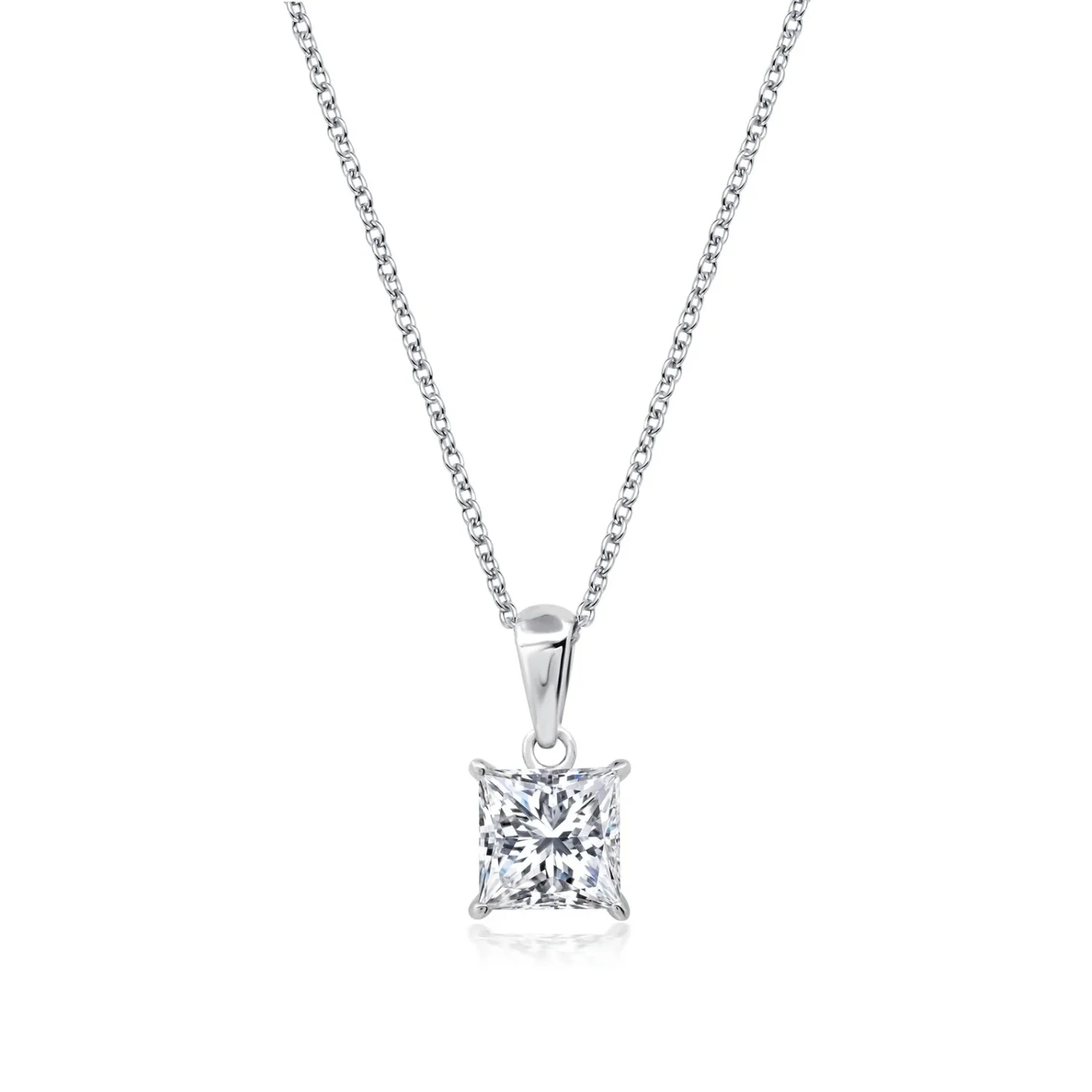 CRISLU PRINCESS CUT SOLITAIRE BEZEL SET PENDANT SMALL FINISHED IN PURE PLATINUM - Image 2