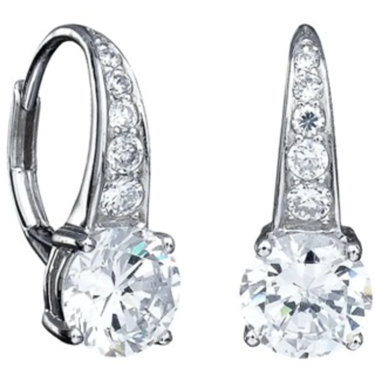 CRISLU ACCENTED BRILLIANT CUT LEVERBACK DROP EARRINGS FINISHED IN PURE PLATINUM - Image 2