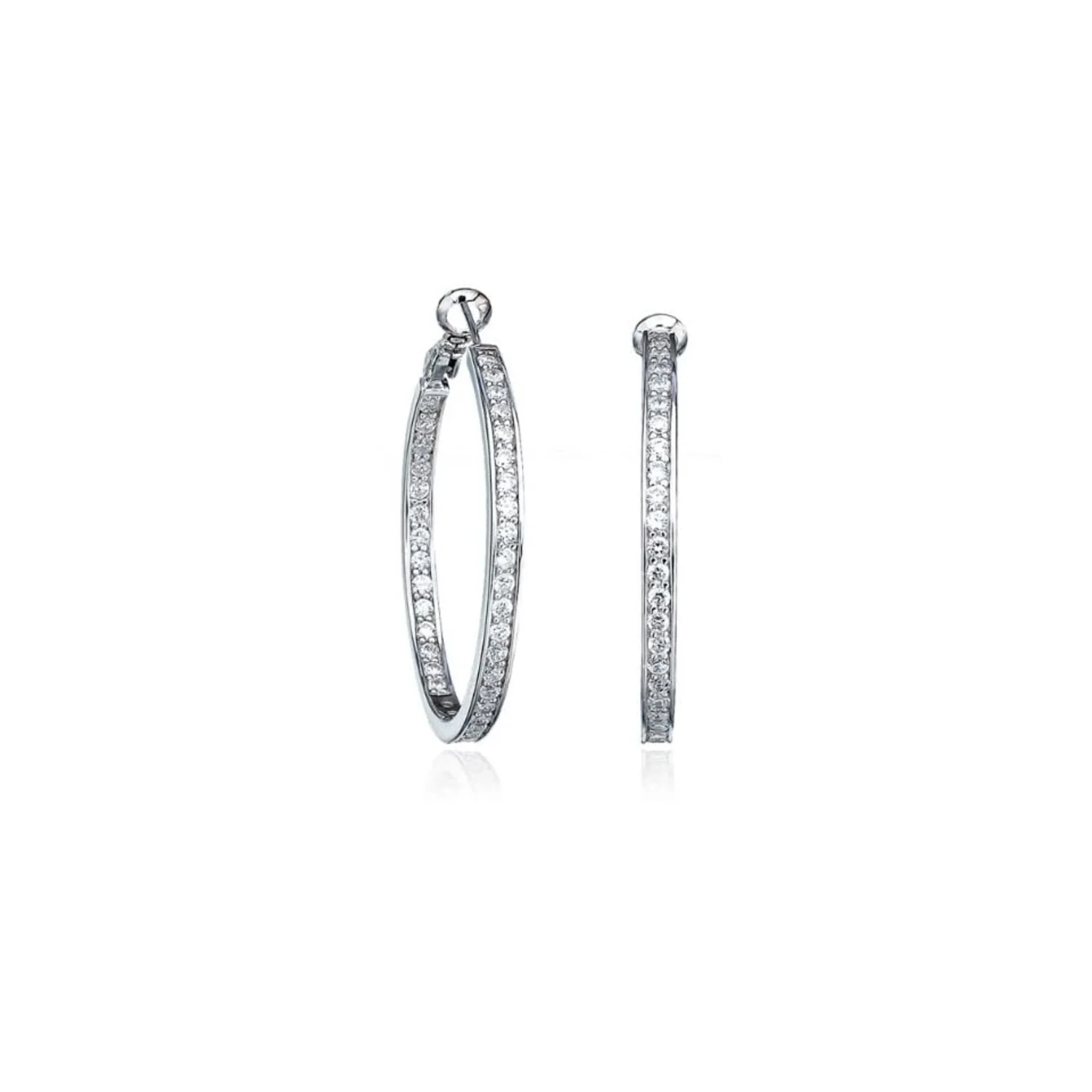 CRISLU CLASSIC INSIDE OUT HOOP EARRINGS FINISHED IN PURE PLATINUM - Image 2
