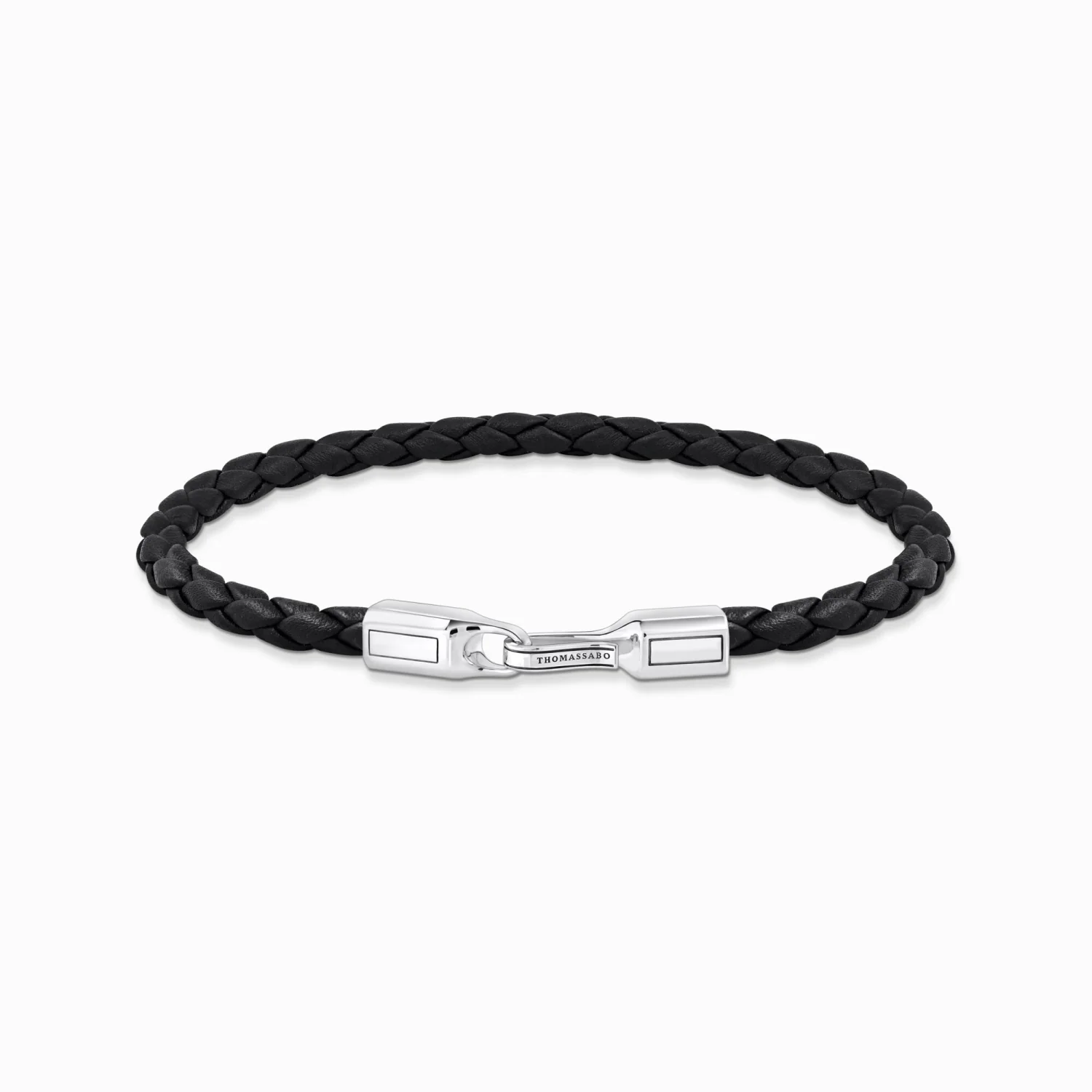 THOMAS SABO SILVER BRACELET WITH BRAIDED BLACK LEATHER - Image 2