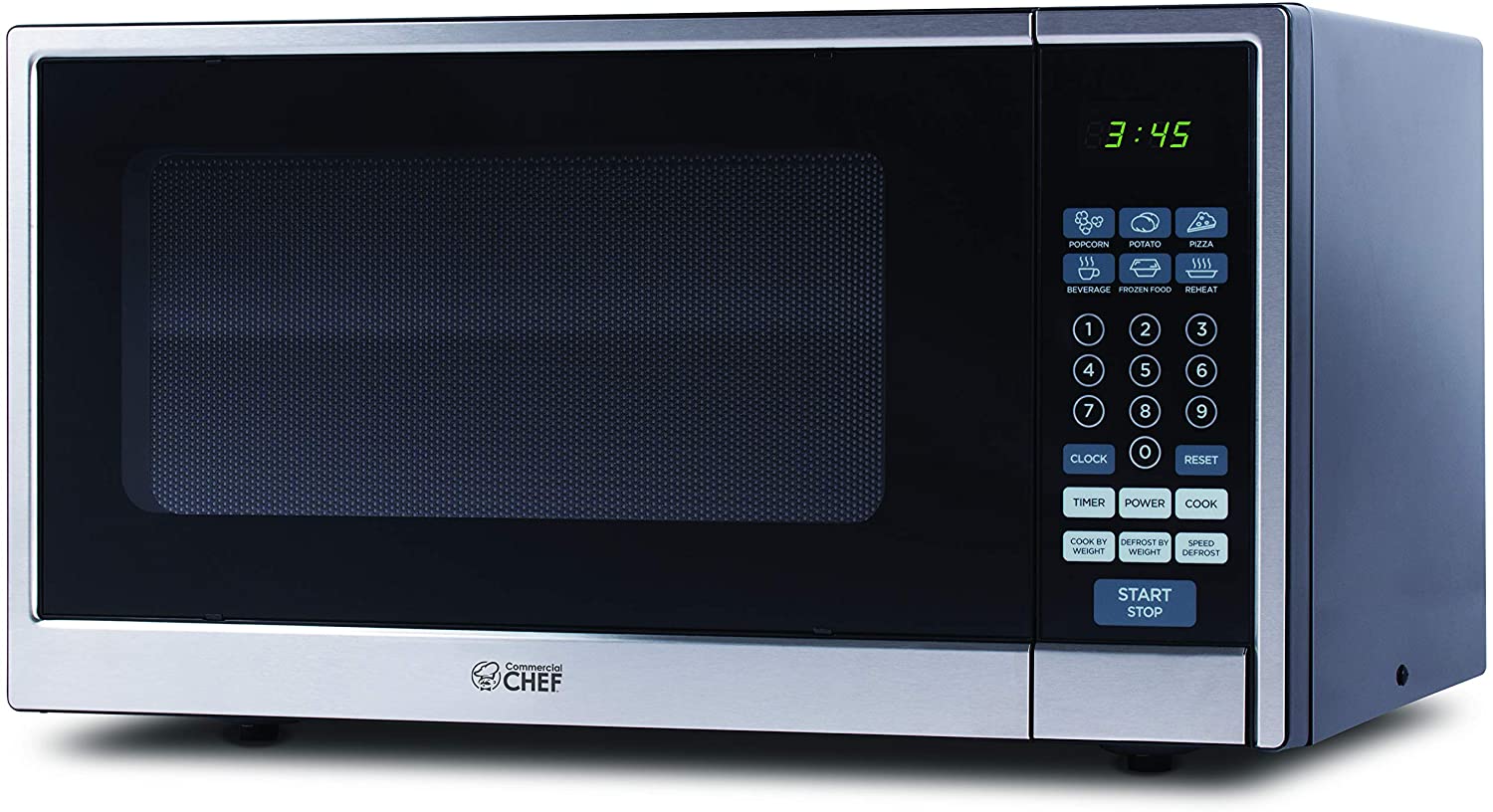 COMMERCIAL CHEF 1.1 CUBIC FEET 1000W MICROWAVE OVEN - STAINLESS STEEL/BLACK