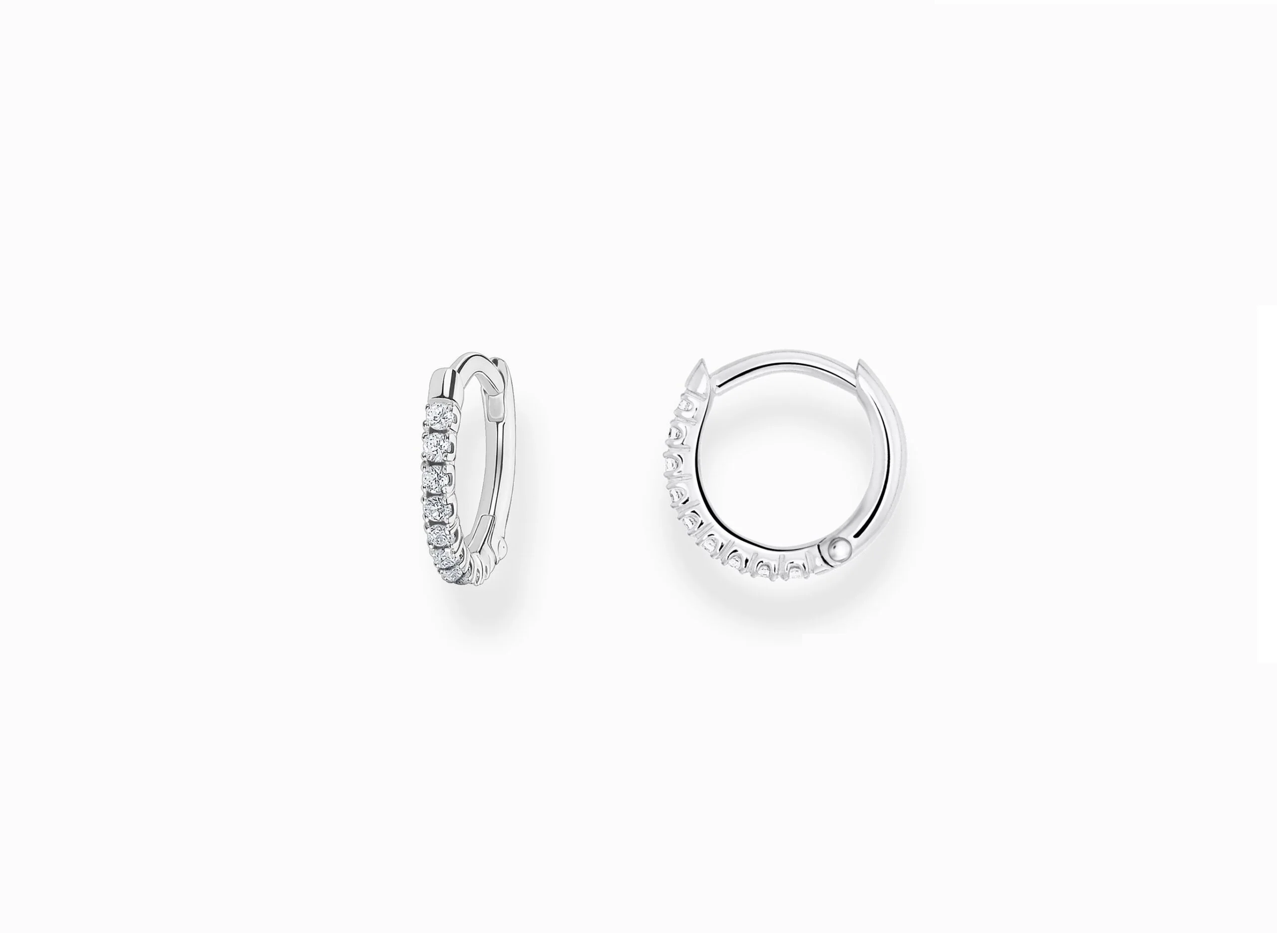 THOMAS SABO HOOP EARRINGS, WHITE STONE – SET OF 2