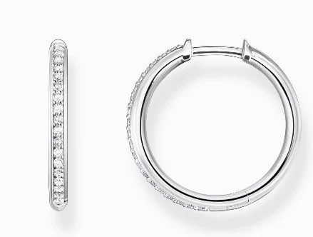 THOMAS SABO HOOP EARRINGS WITH WHITE STONES PAVÉ SILVER