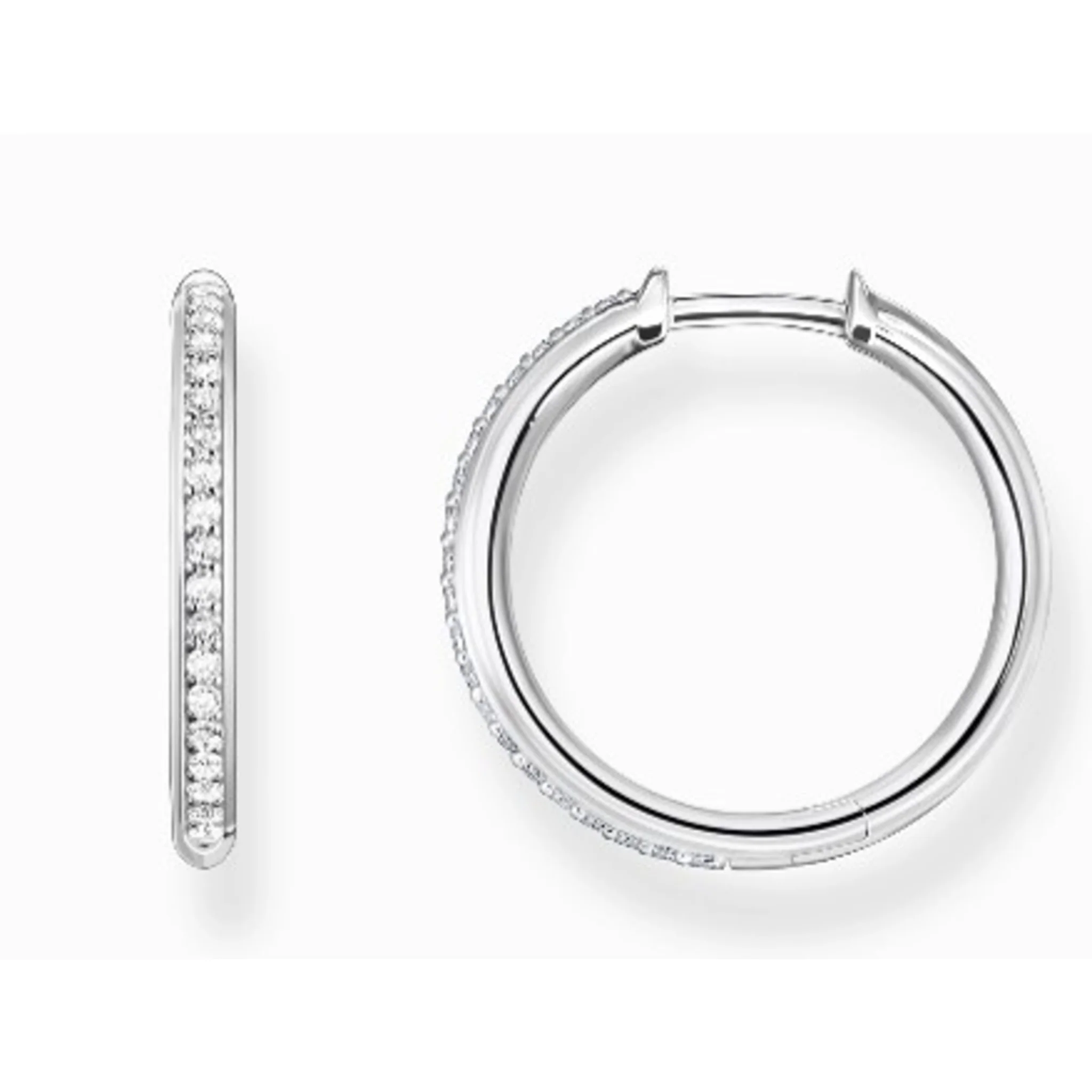 THOMAS SABO HOOP EARRINGS WITH WHITE STONES PAVÉ SILVER - Image 2
