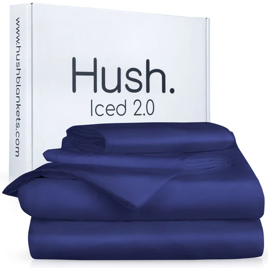 HUSH ICED BAMBOO COOLING SHEET AND PILLOWCASE SET - QUEEN - NAVY