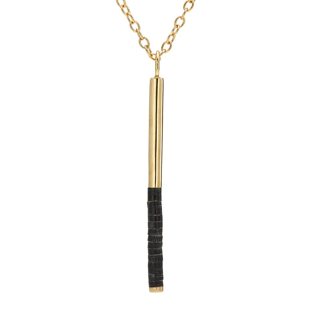 SOKO KARAMU HORN PENDANT NECKLACE - BLACK/BRASS