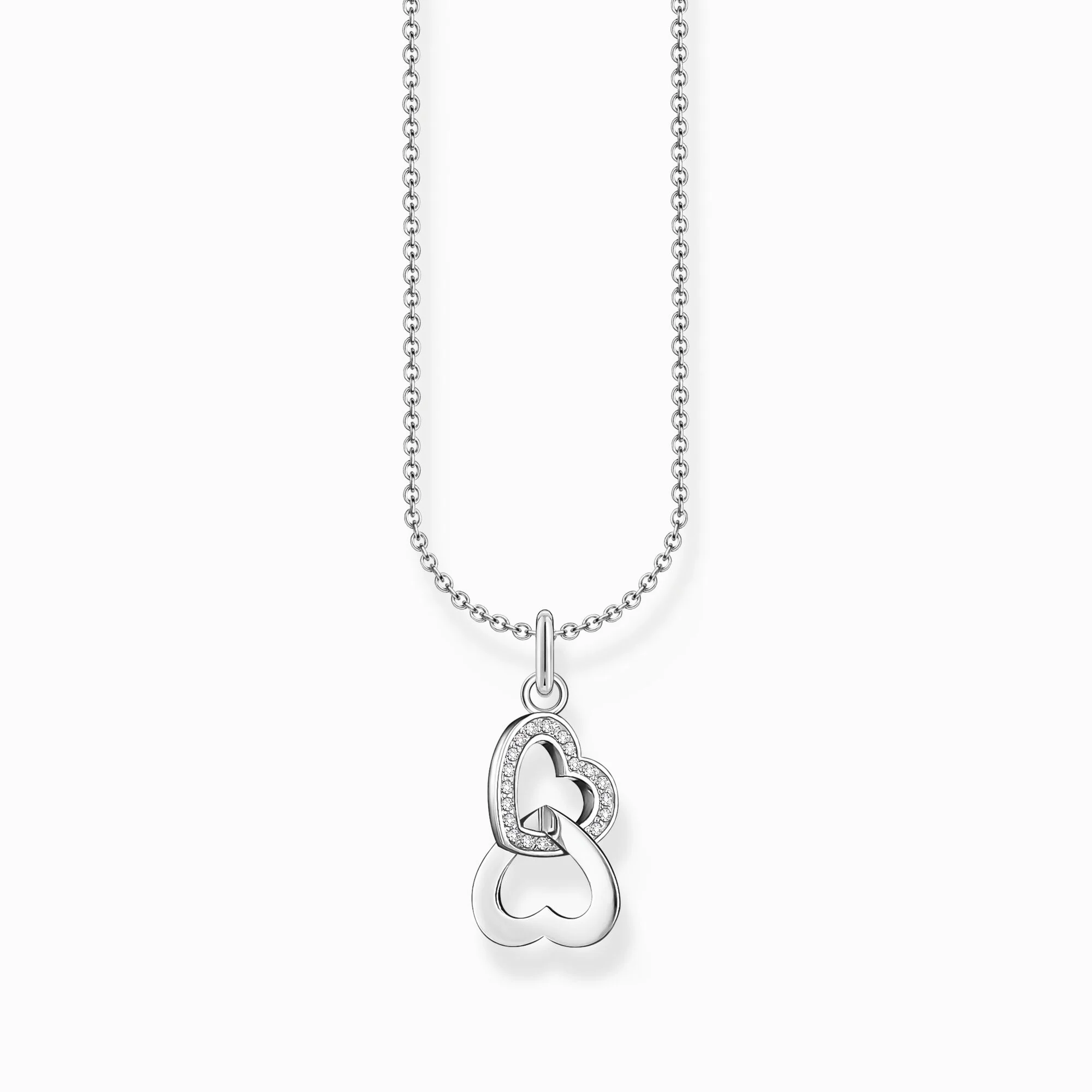THOMAS SABO BASIC WHITE SILVER NECKLACE WITIH INTERTWINED HEARTS PENDANT