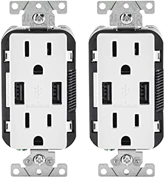 LEVITON USB 15A RECEPTACLE 2 TYPE-C PORTS WHITE - SET OF 2
