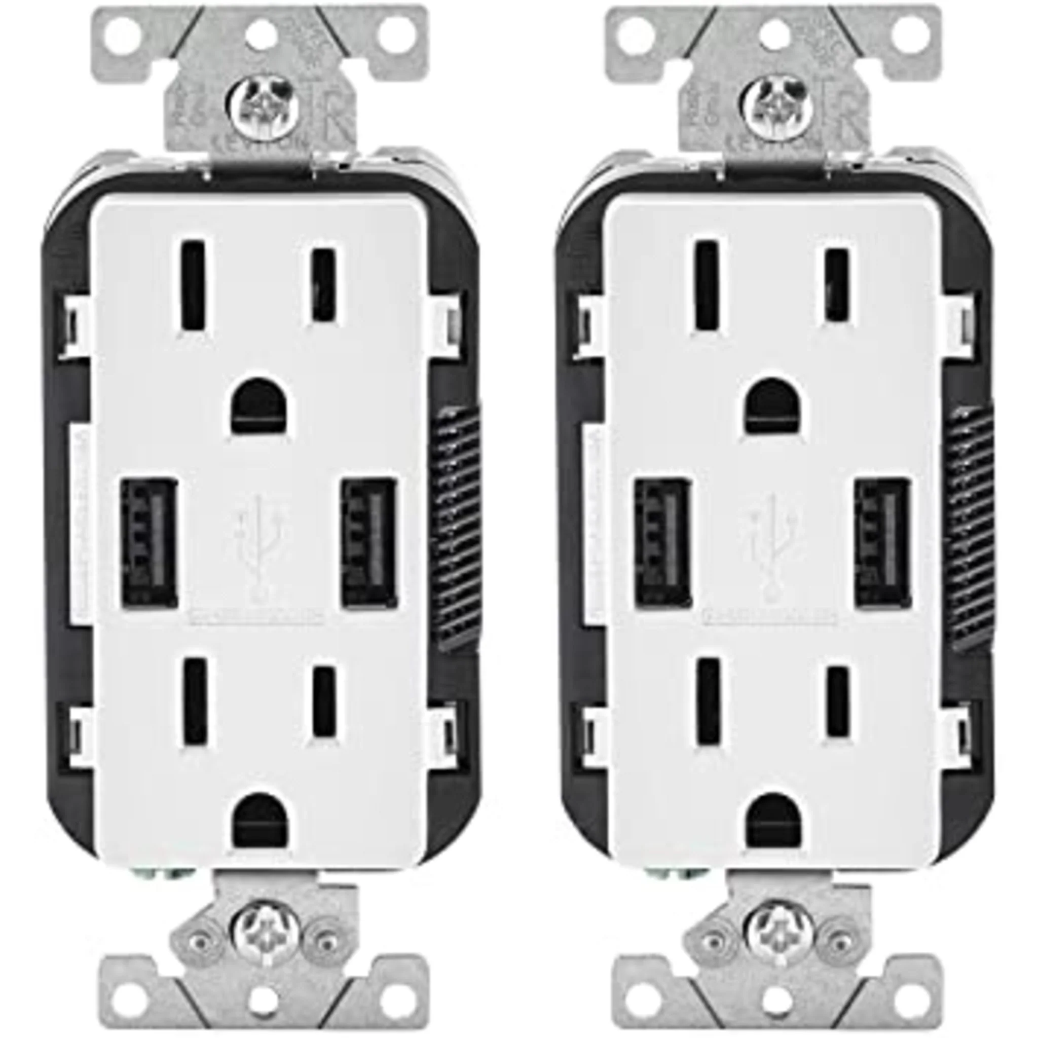 LEVITON USB 15A RECEPTACLE 2 TYPE-C PORTS WHITE - SET OF 2 - Image 2