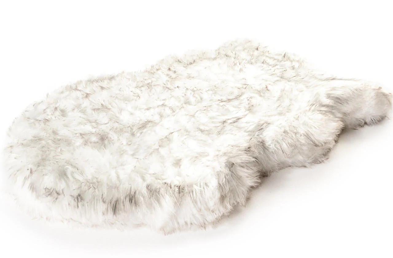 PAW PUPRUG FAUX FUR ORTHOPEDIC DOG BED - CURVED WHITE -  SMALL/MEDIUM