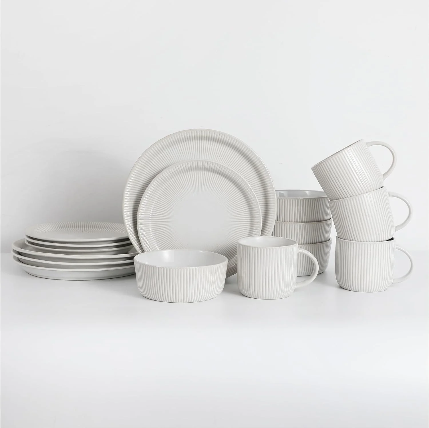 TABLE12 PARCHMENT EMBOSSED 16PC DINNERWARE SET