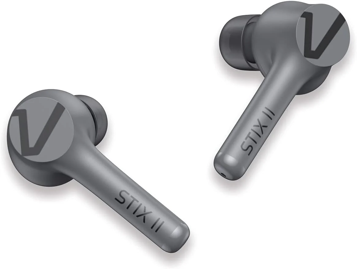 VEHO STIX II TRUE WIRELESS EARPHONES WITIH QUAD PRO MICROPHONE & CHARGING CASE - MIRAGE GREY